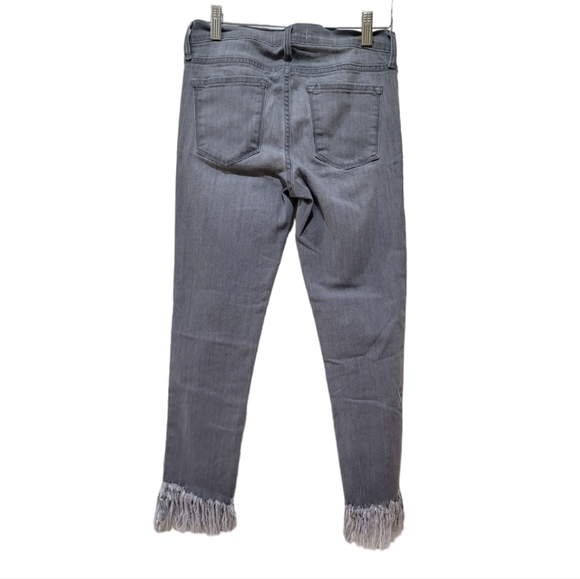 Karlie Fringe Skinny Stretch Mid-to-High-Rise Grey Jeans, Size 26 - Picture 7 of 9